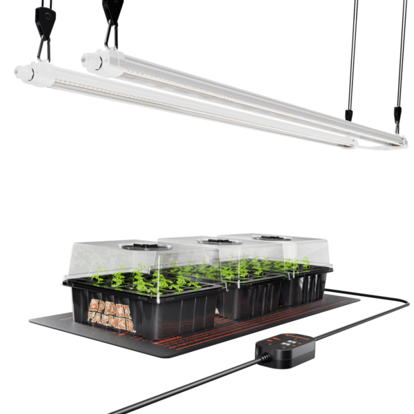 Spider Farmer Glow80 kasvatuskomplekt koos LED-lambi, seemikualuste ja soojendusmatiga