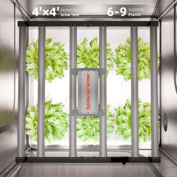 Spider Farmer G5000 LED-lamp paigaldatuna 120x120cm telki