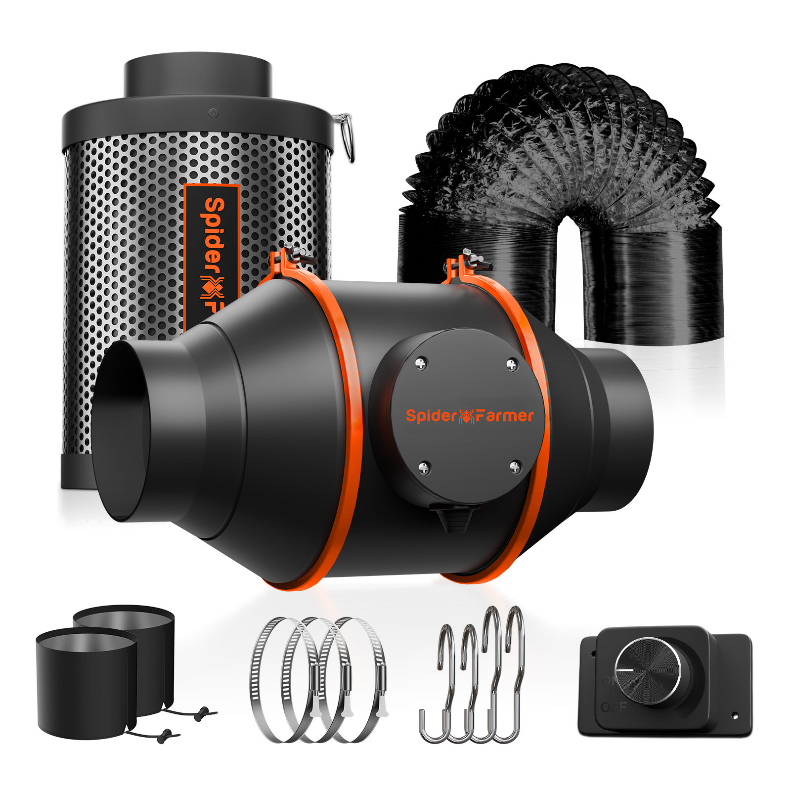 Spider Farmer 4-tolline Ventilatsioonikomplekt filtriga
