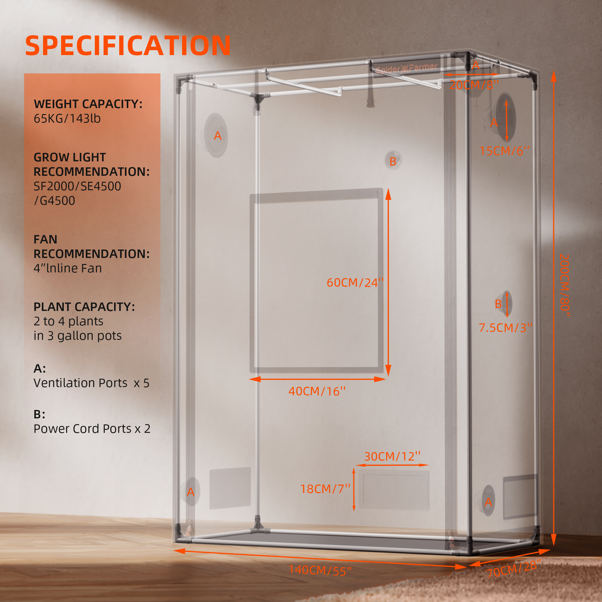 Spider Farmer 140x70cm Kasvatuskomplekt SF-2000 EVO LED-ga – pilt 10