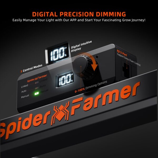 Spider Farmer LED lambi hämardamise ja juhtimise funktsioonid