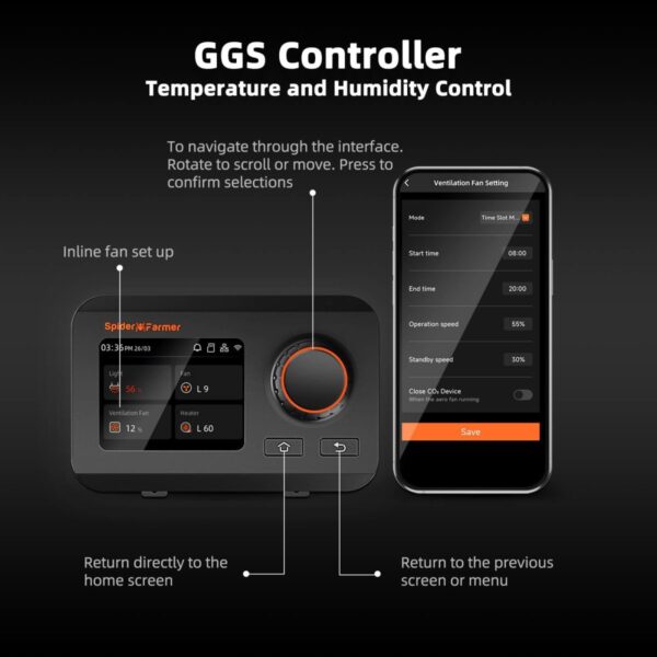 Spider Farmer GGS-kontroller ventilatsioonisüsteemile