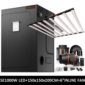 Spider Farmer kasvutelgi komplekt 150x150cm koos SE1000W lambi ja ventilatsiooniga