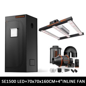 Spider Farmer SE1500 EVO 70x70cm kasvatuskomplekt koos telgi, LED-lambi ja ventilatsiooniga