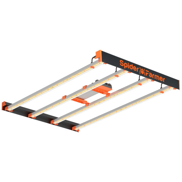 Spider Farmer SE4500 LED kasvuvalgus rippumas ja sisse lülitatud