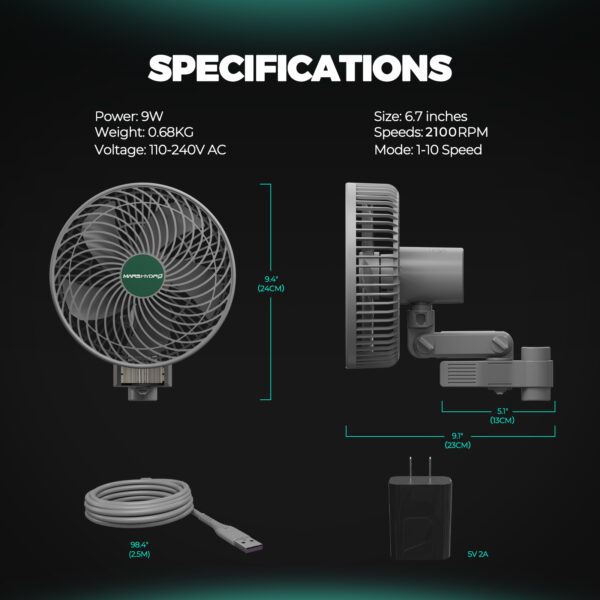 Mars Hydro 6-tolline telgi klambri ventilaator kahe ventilaatoriga komplekt