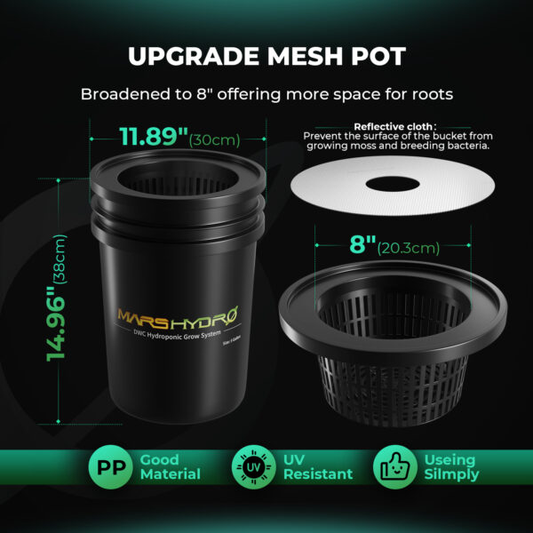 Mars Hydro 4-ämbriline 5-Gallon DWC hüdropooniline süsteem