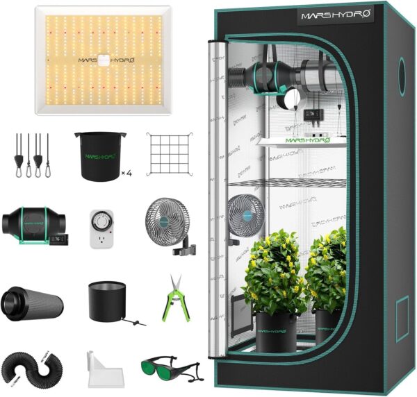 Mars Hydro TS1000 komplekt kasvutelk 150W hämardatava LED Kasvulambiga ja ventilatsioonisüsteemiga