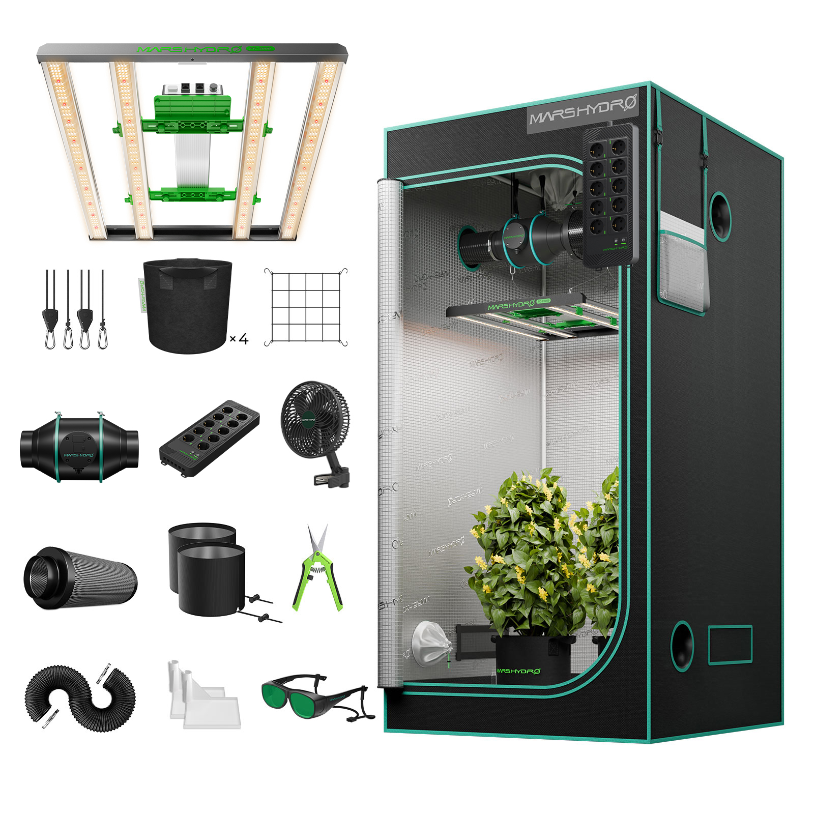 Mars Hydro FC3000-EVO kasvutelk koos LED kasvulambiga