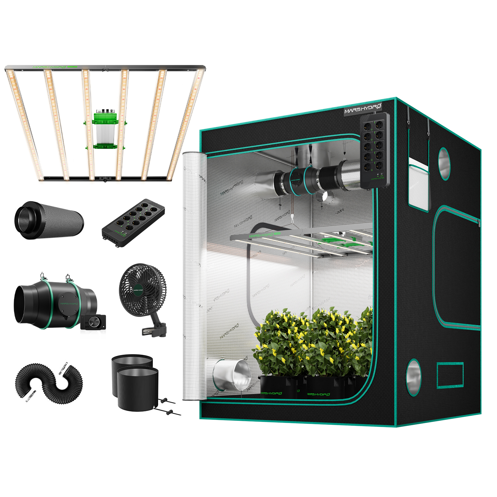 Mars Hydro FC-E6500 Nutikas LED Kasvulambi Komplekt 150x150x200cm Telgiga ja iHub-Pro - Image 2