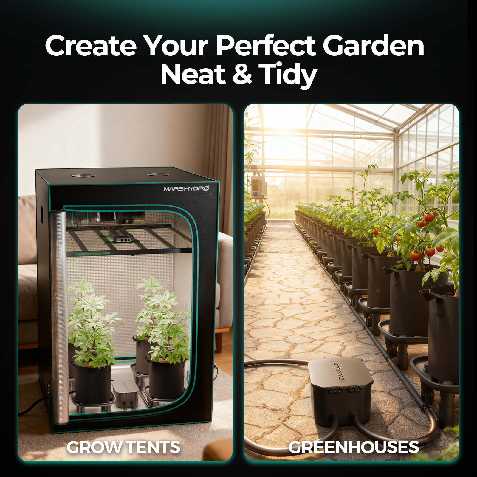 Mars Hydro äravoolusüsteem kasutuses kasvutelgis