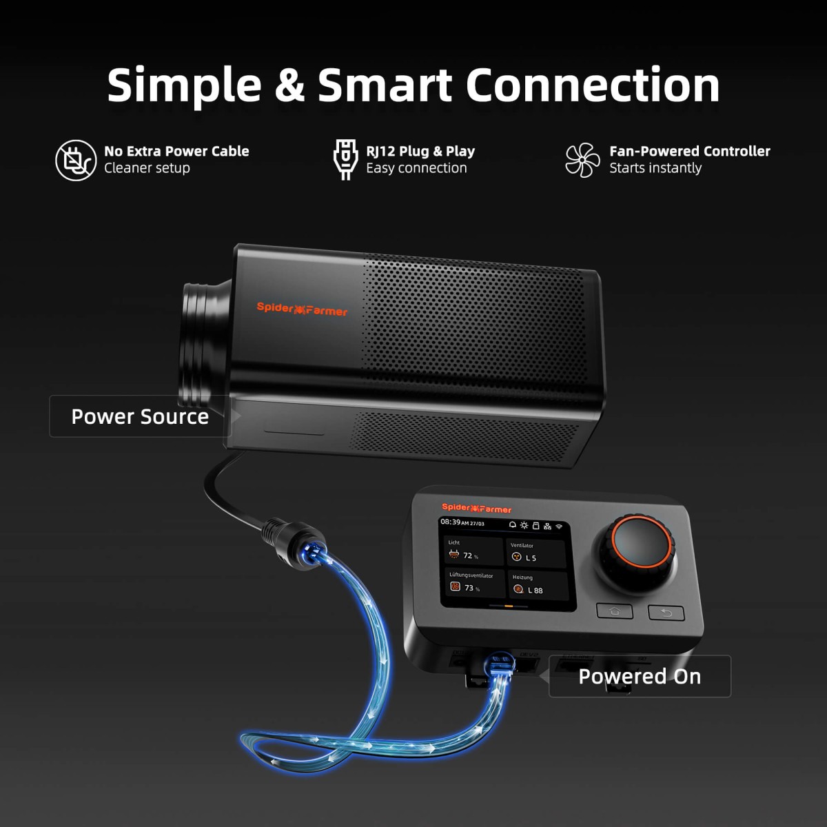 Spider Farmer 6-tolline 2-ühes ventilatsioonisüsteem GGS kontrolleriga, sisseehitatud süsinikfiltriga torventilaator - Image 5