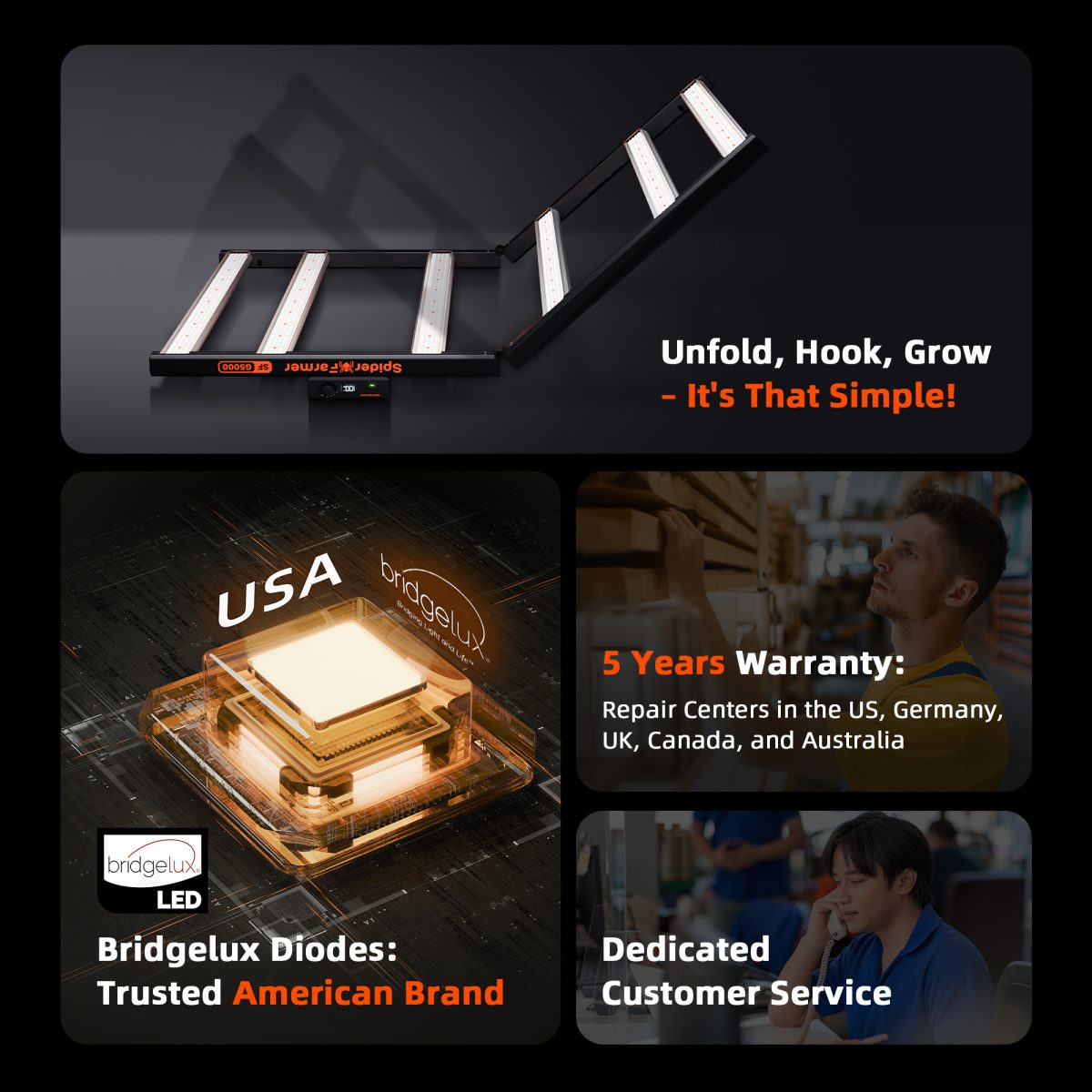 Spider Farmer G5000 LED kasvulamp Bridgelux dioodidega