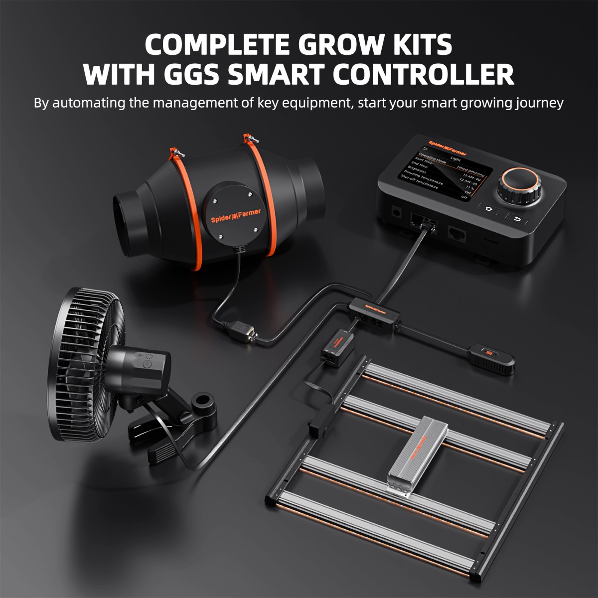 Spider Farmer G3000 GGS kontrolleriga kasvutelkide komplekt