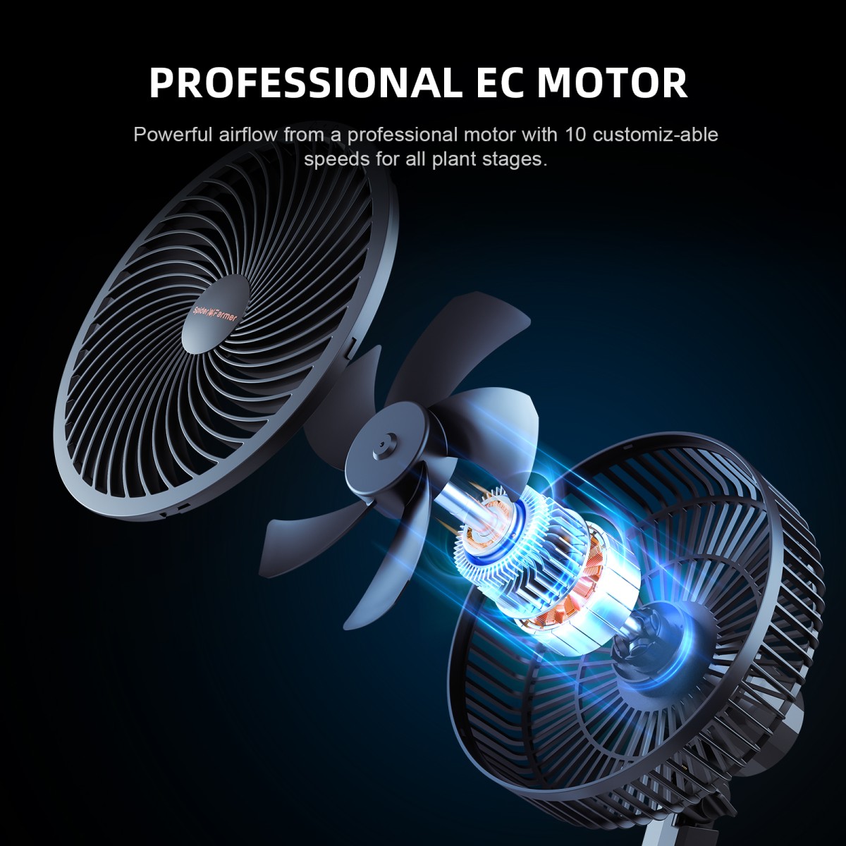 Spider Farmer klambriga ventilaator tagantvaates