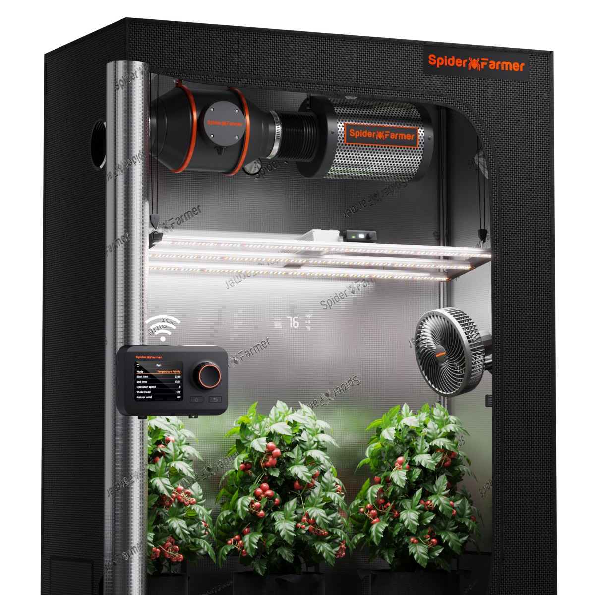 Spider Farmer 70x140x200cm kasvutelkide komplekt SE4500 LED kasvulamp ja ventilatsiooniga