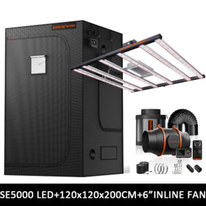 Spider Farmer 120x120x200cm Kasvutelkide Komplekt SE5000 EVO 480W LED Kasvulamp ja 6-tolline Ventilatsioonisüsteem GGS Kontrolleriga