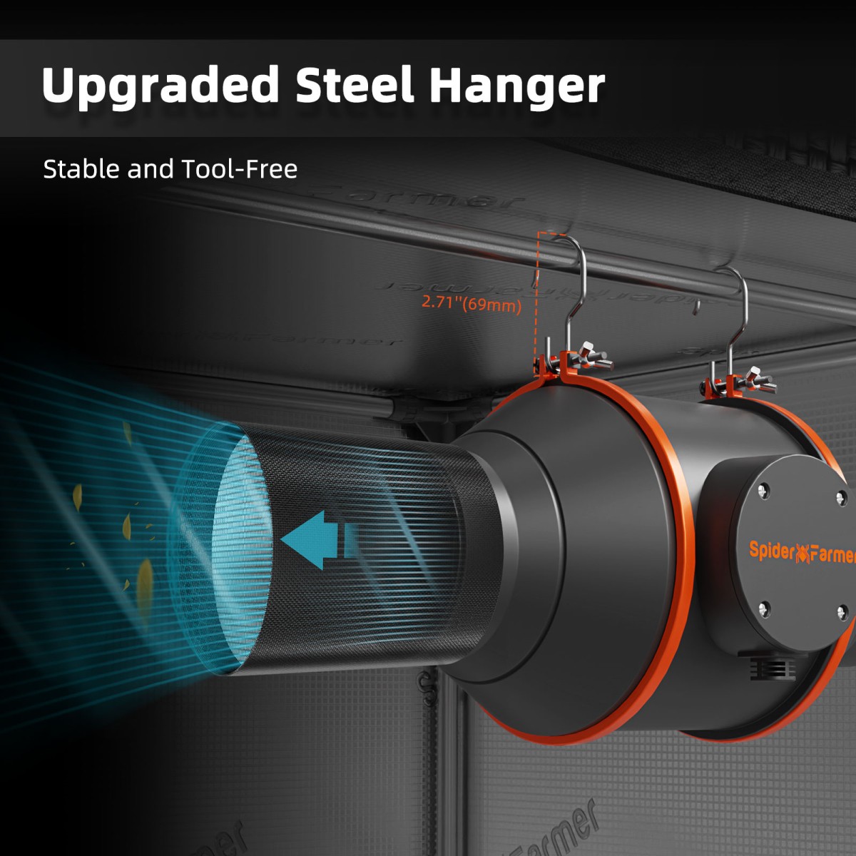 Spider Farmer terasest riputustarvik toruventilaatorile