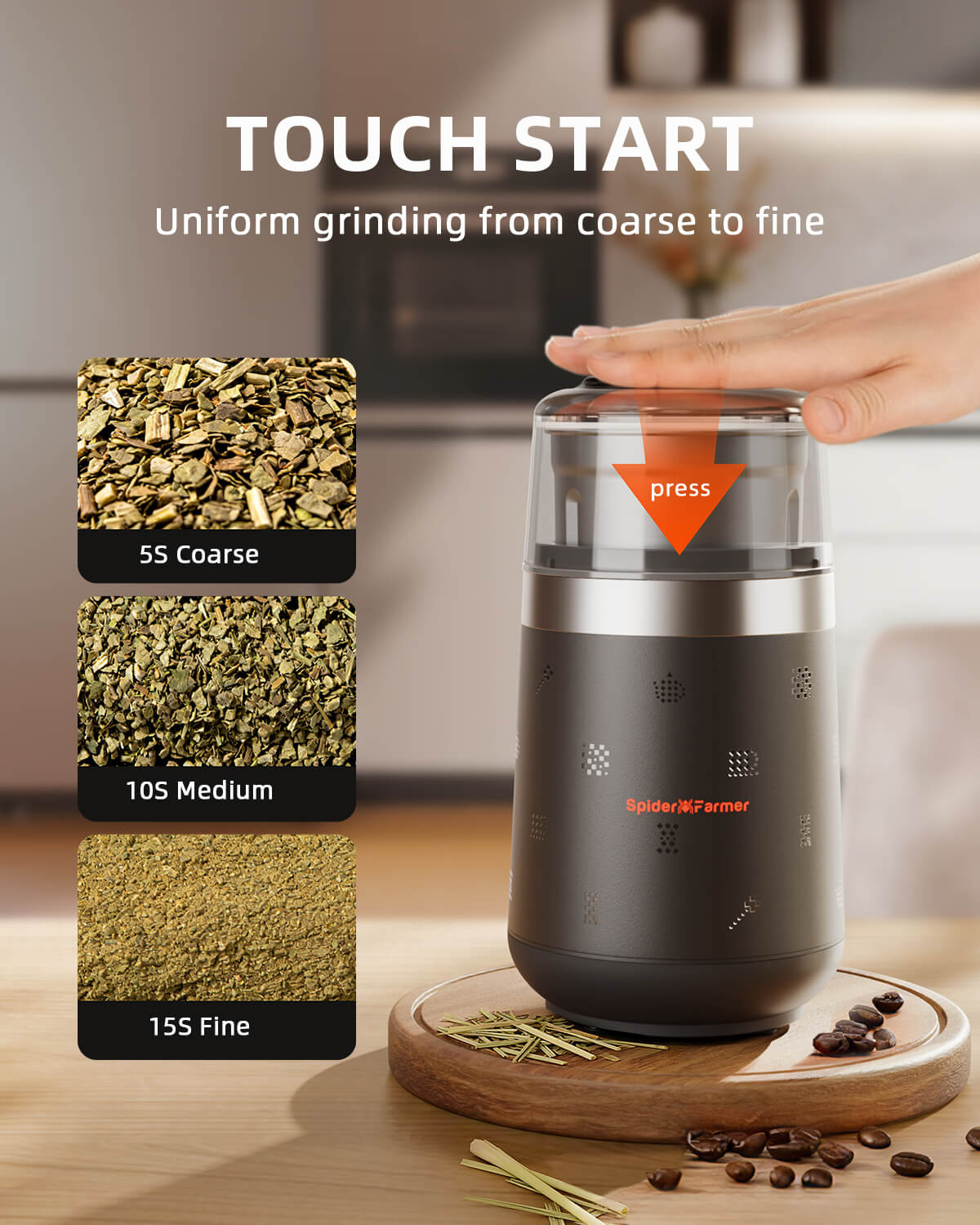 Spider Farmer Elektriline Maitsetaimede ja Vürtside Veski eemaldatava roostevabast terasest anumaga - Image 4