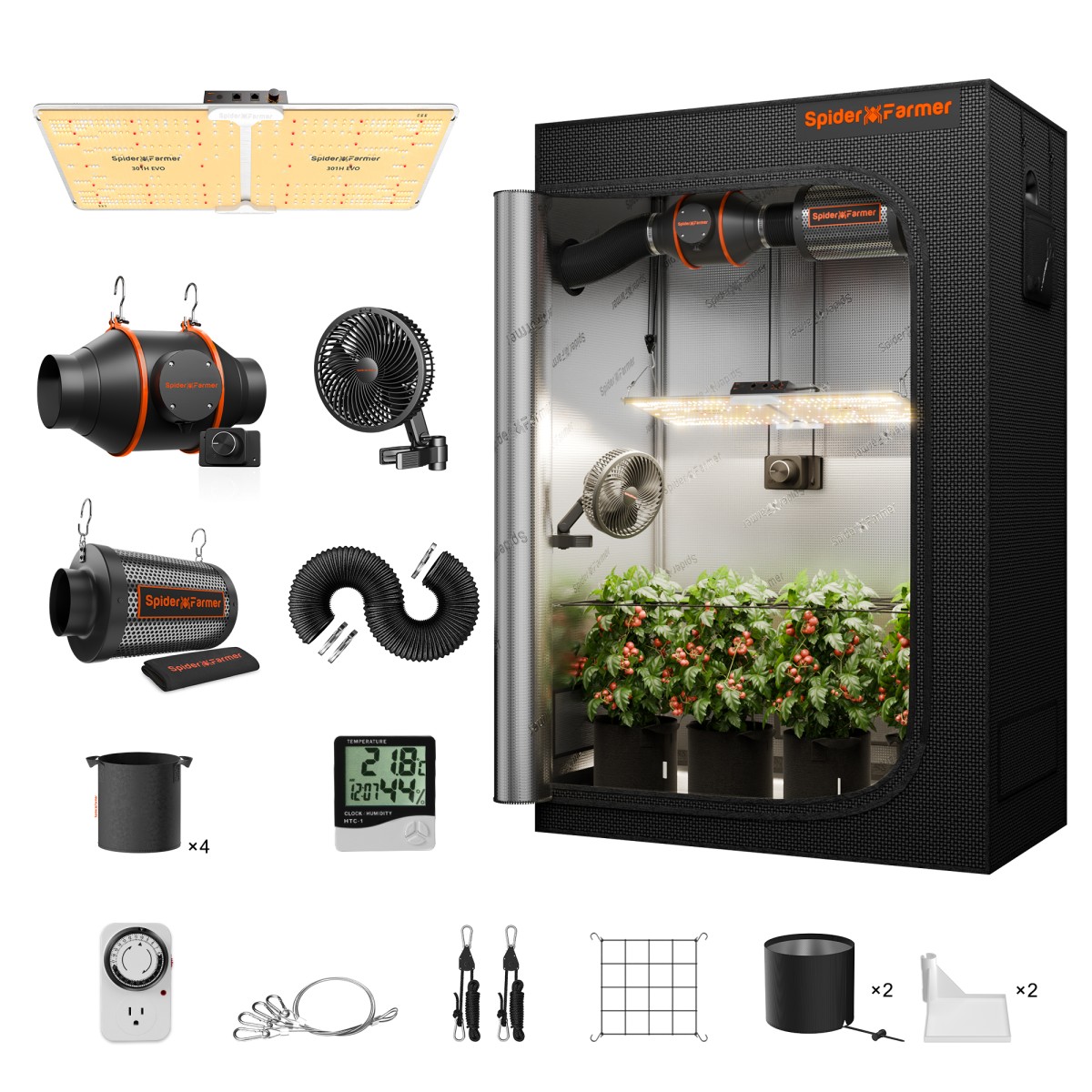 Spider Farmer 120x60x180cm Kasvutelkide Komplekt SF2000 Täisspektri LED Kasvulampiga (Kasutatud) - Pilt 21